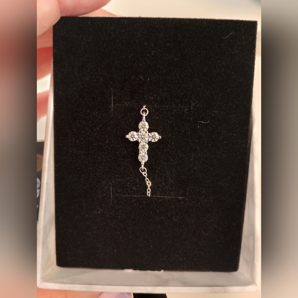 Moissanite Cross Bracelet Sterling Silver GRA Certificate And Gift Box - Picture 6 of 6